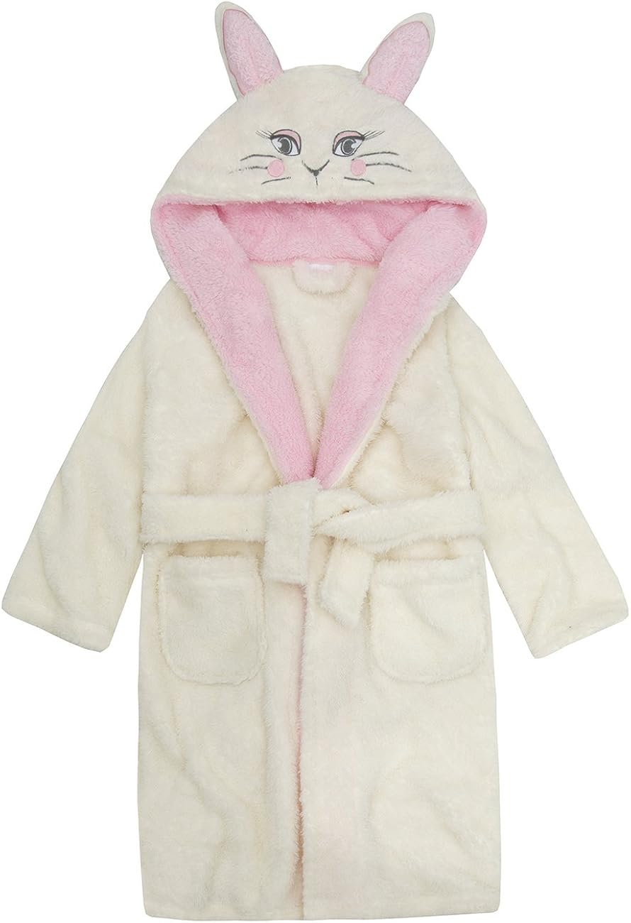 4Kidz Childrens Girls Novelty Animal Bunny Dressing Gown Hooded