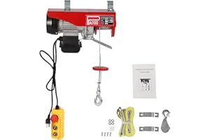 BAZARGAME Electric Hoist 220LBS with Wired Remote Control & Single/Double Slings Electric Winch, Attic Hoist, Steel Electric Lift, 110V Electric Hoist for Lifting in Factories, Warehouses, Construction Site