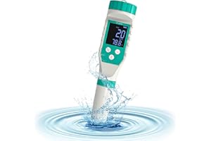 Yewhick Chlorine Tester for Pool, Pool Salt Tester and pHTester, 7 in 1 FAC Digital Salinity Tester for Saltwater Aquarium Sodium Chloride Swimming Pools Hot Tubs Spas