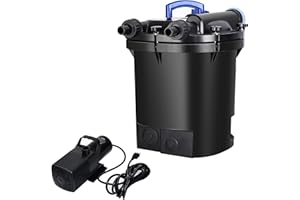 Aquadock Koi Pressure Filter, Pool Flow Fish Pond Filter with Filter Sponge, Up to 2200-2400 gallons (938 Filter + Pump)