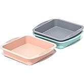 SOV Silicone Square Cake Pan - 10 inch silicone baking pans, Non-Stick, Heat Resistant baking molds are perfect for Cakes, Brownies, Cheesecakes, Pie, Bread (mixed color)