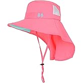 SENWAI Kids Sun Hat Toddler Beach Play Hats Sun Protection Fishing Hat with Neck Flap UPF 50+ Wide Brim Boys Girls Ages 5-13