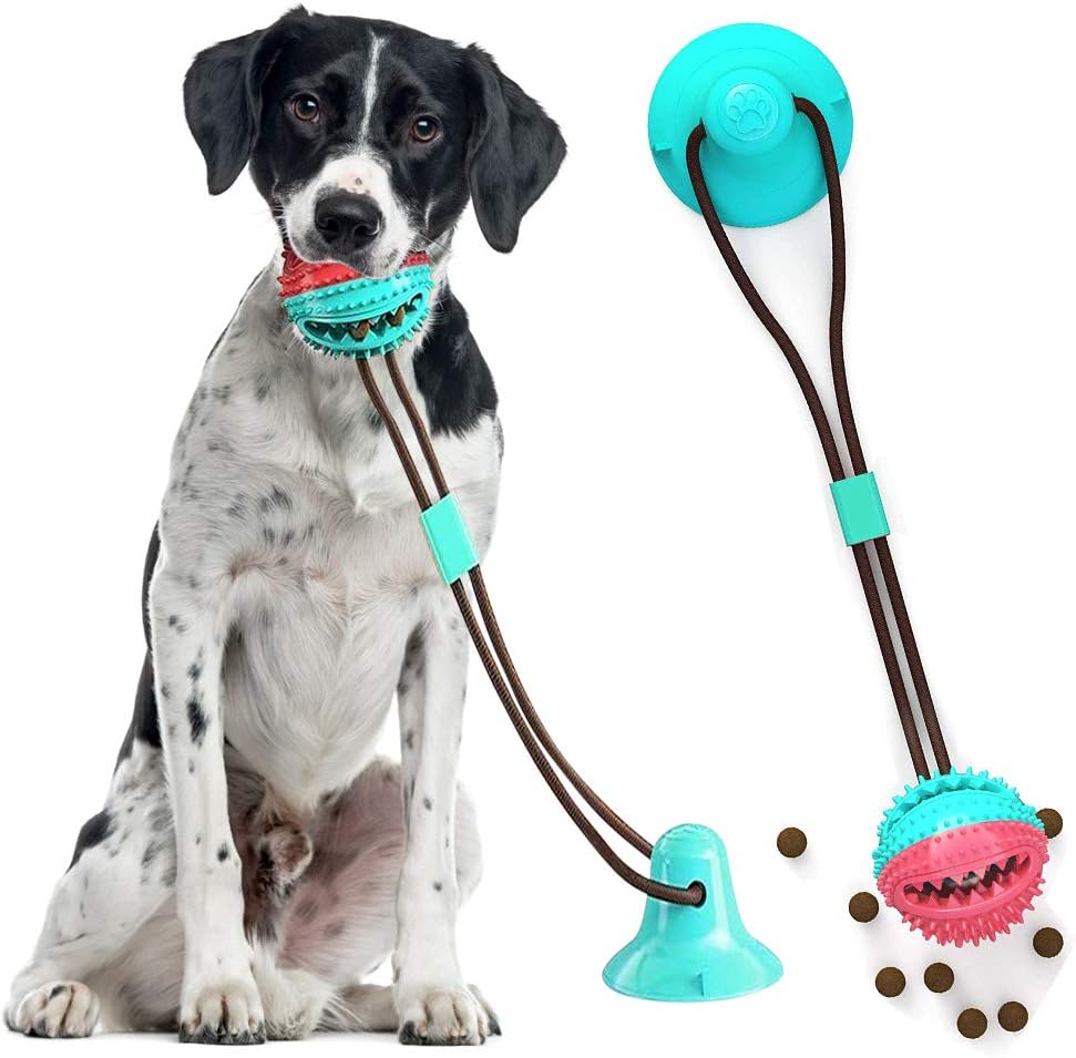 PLYFUNS Upgraded Suction Cup Dog Toy - Molar Bite Interactive Dog Toy with Durable Rope and Suction Cup for Pulling/Chewing/Teeth Cleaning