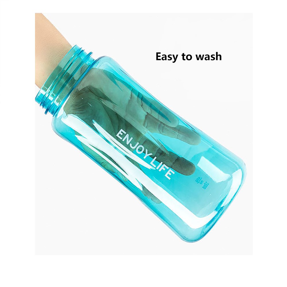 GTI 2L Large Capacity Sports Water Bottle, BPA Free 2 Liter 68 oz Wide Mouth Portable Big Plastic Bottle Leak Proof Space Cup Travel Mugs with Scale Straw Strap