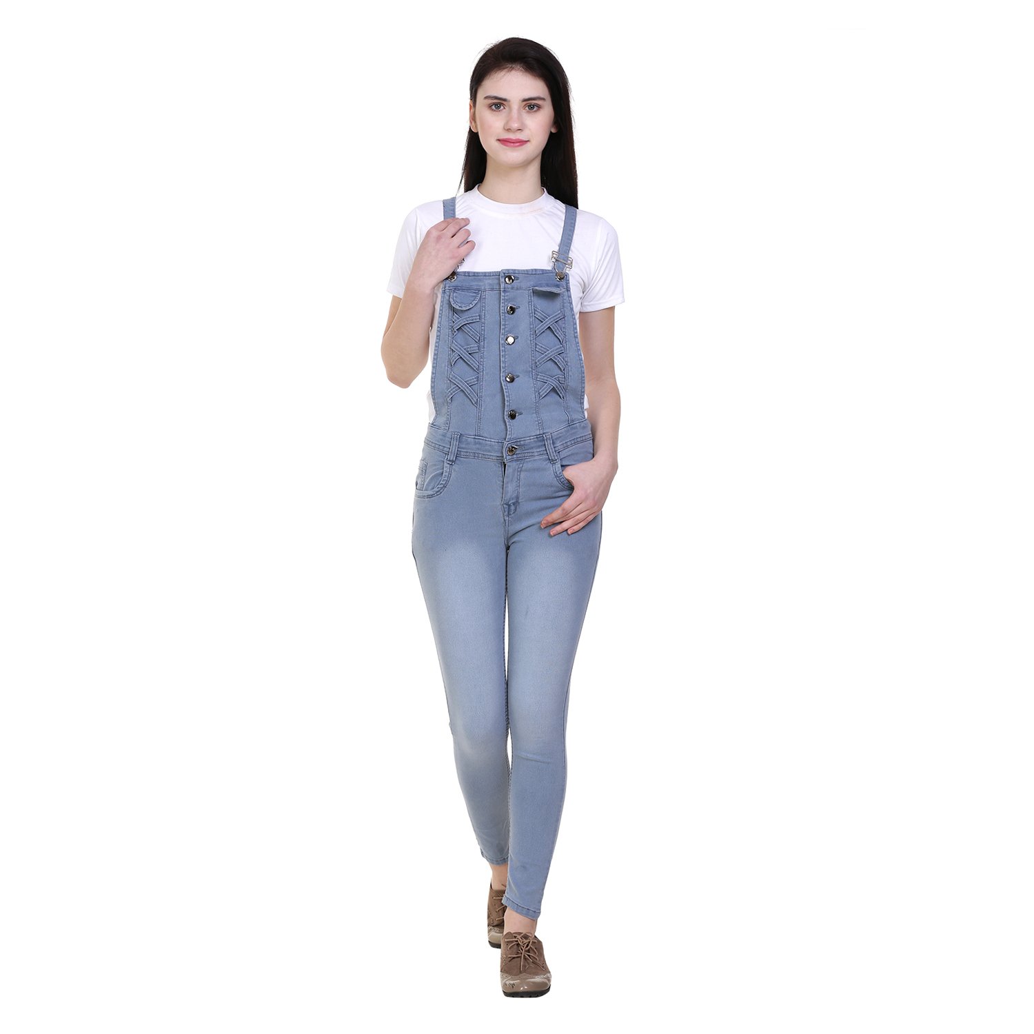 pantoff women's grey denim dungaree