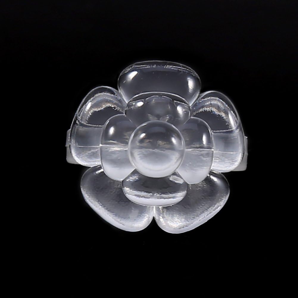 50Pcs/Set Polish Gel Nail Chart Ring, Flower Butterfly Manicure Tip for Nail Art Color Display Tool(Clear Flower) - Image 5