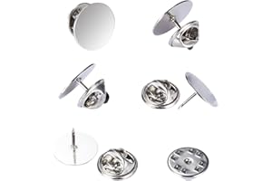 Canomo 50 Pairs Butterfly Pin Backs with 15mm Tie Tacks Blank Pins for for Lapel Pins, Service Bars and Jewelry(Silver)