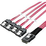 CableCreation Mini SAS 36Pin (SFF-8087) Male to 4 SATA 7Pin female Cable,Mini SAS Host Internal Cable to target HDD Hard Drive Splitter Cable, Red Color 0.5M