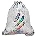 MHJY Sequin Bag Mermaid Drawstring Backpack Sports Beach Dance Bag (Rainbow)