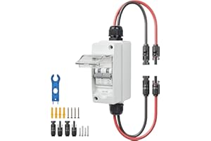 Pjerjzn 10A Solar Panel Disconnect Switch 1000VDC PV Disconnect Switch Miniature Circuit Breaker with Box IP65 Waterproof UV-Proof for Solar PV Homes Battery (10 Amp)