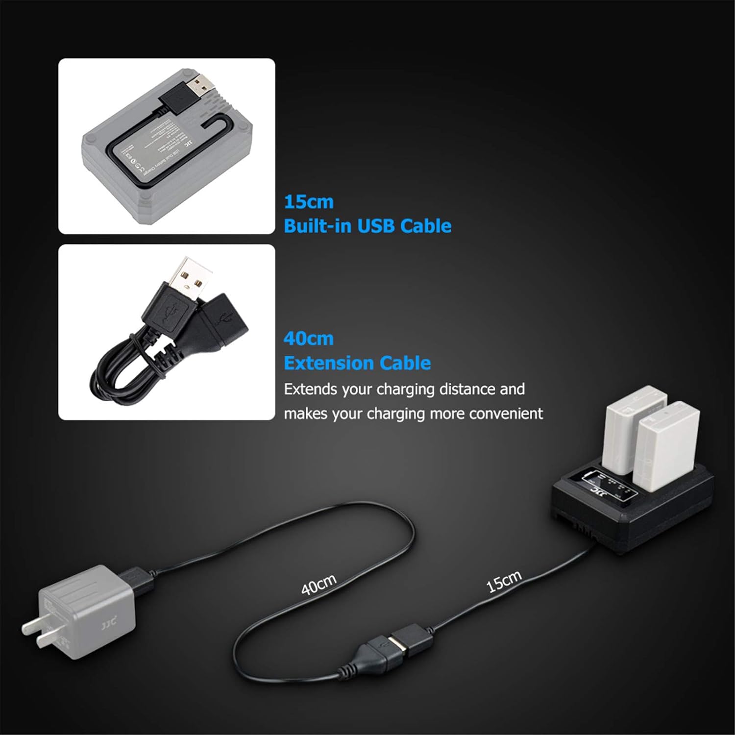 NP-FZ100 USB Dual Battery Charger adapter for Sony A6700 A6600 A9, A9 II, A7R IV, A7R III - Image 4