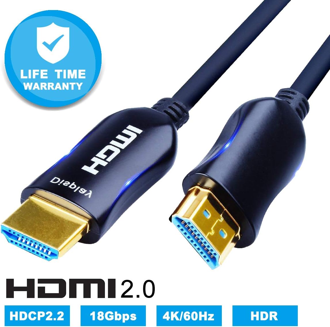 LBG HDMI Fiber Optic Cable 2.0 65FT Support 4K 60Hz 3D HDR 4:4:4 Dolby High-Speed 18.2 Gbps HDCP2.2,ARC, fits for Playstation 4 PS3 & Nintendo Switch, Xbox 360 One, Roku TV Box, Apple HDTV,20m