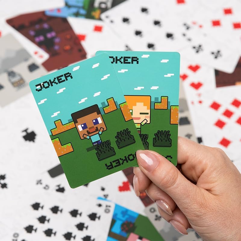 Minecraft Boîte de cartes à jouer sous licence officielle, jeu de cartes standard pour garçons et filles, coffret cadeau et marchandise