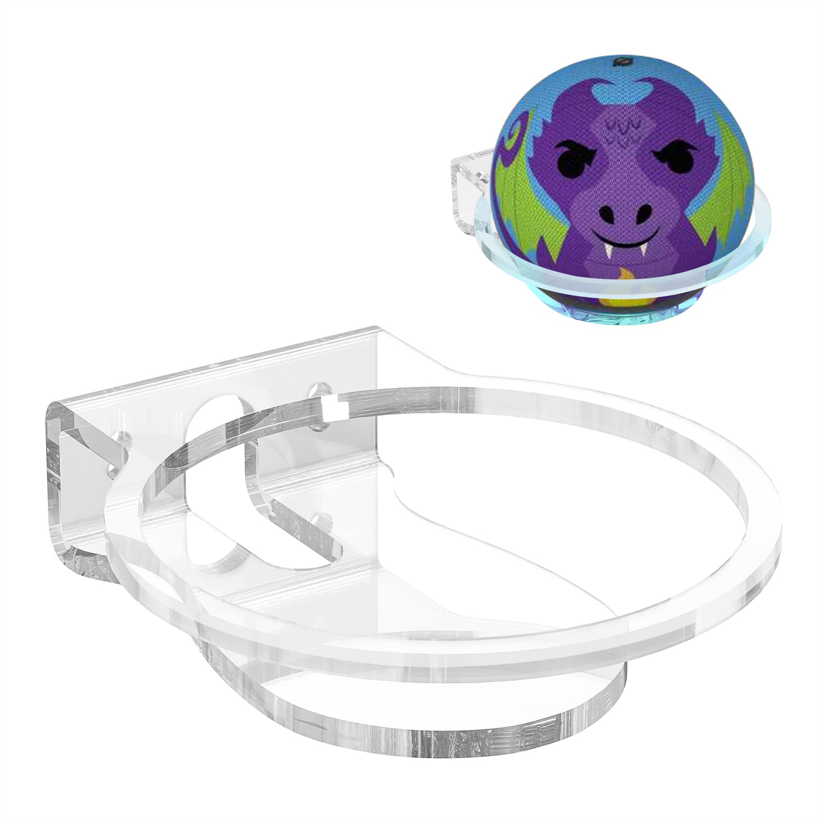 Geekria Acrylic Wall Mount Compatible with 2022 Echo Dot 5th Gen / 4th Gen, 5th Gen with LED Clock & Alexa, Stable and Easy Installation Speaker Mount Stand Protector (Clear)