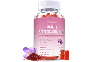 YALEI Saffron Supplements Gummies for Kids & Adults,Sugar Free,with Ashwagandha,L-Theanine,Chamomile,St. John's Wort,Lemon Balm,Vitamin D3 B6, Magnesium,Zinc Gummies for Zzz, Mood, Focus & Vision 60 Cnt