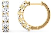 PRIVOSA Diamond Hoop Earrings for Women - 1 to 4 Carat Lab Grown Diamonds (E-F, VS1) - 14k Solid Gold Hoops with 5 Stones - Small Hoop Earrings Jewelry