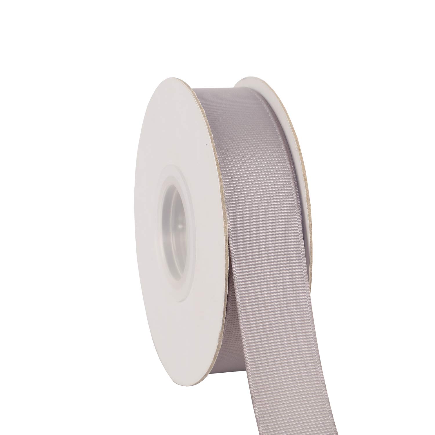 Ribbonitlux 25mm Wide Solid Grosgrain Ribbon 22 Meters (012-Silver, Set for Gift Wrapping, Party Decor, Sewing Applications, Wedding and Craft