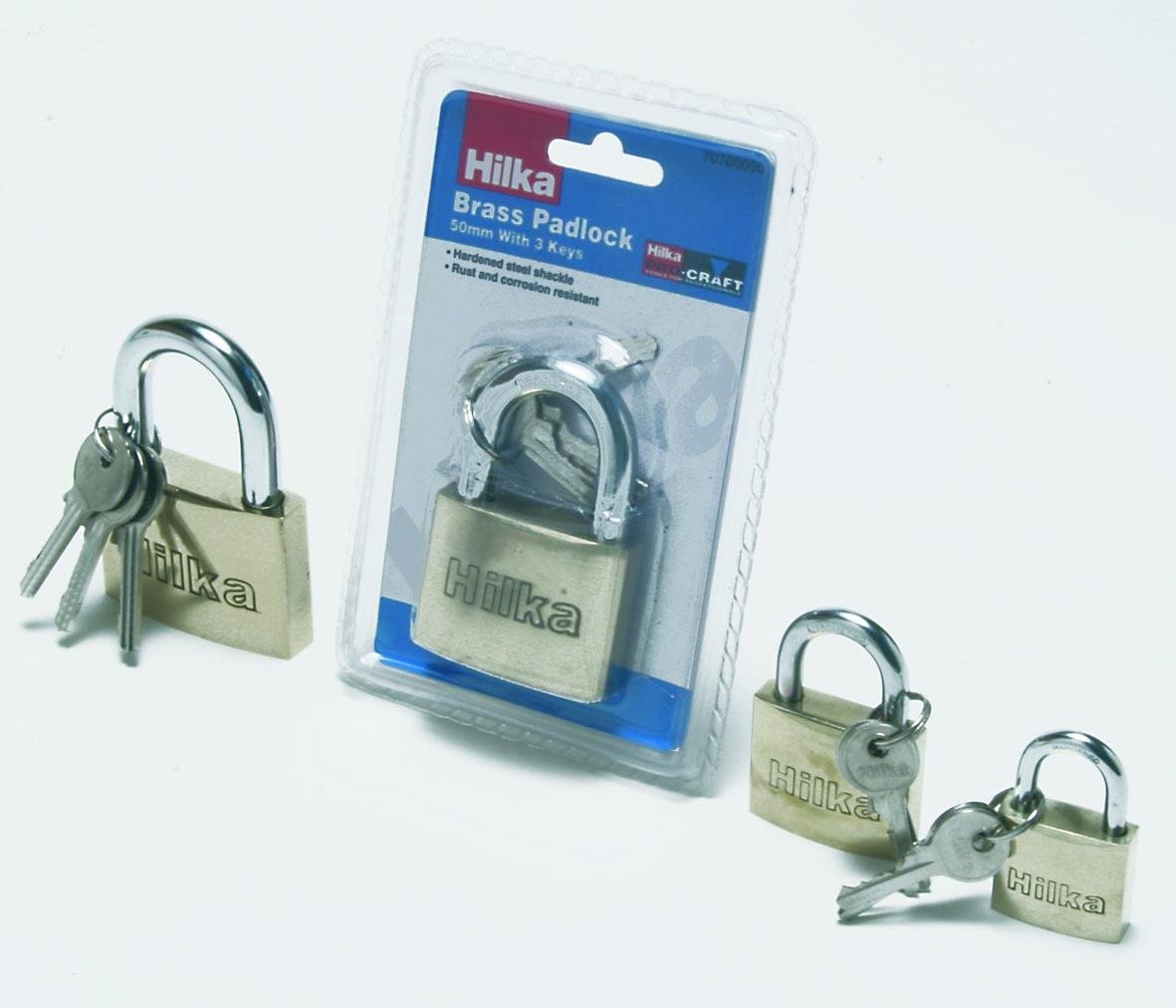 Hilka 70700050 Heavy Duty Brass Padlock, 50 mm