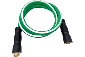 SYXQT Heavy Duty Hybrid Garden Water Hose 5/8-Inch x 6-Feet ，with Swivel Grip Handle and 3/4" GHT Solid Brass Fittings, Green with White Stripes