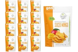 Gourmet Grove - Sliced Mango 6 oz Snack Packs | Soft, Juicy, Natural Dried Mango Slices | Lightly Sweetened (Pack of 12)