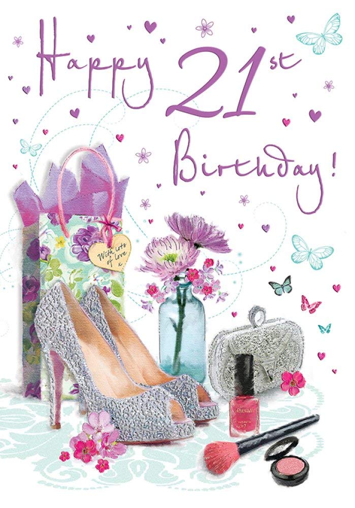 Cherished Moments Happy 21st Birthday Card For Her - Shoes 9 x 6 Inches - Regal Publishing