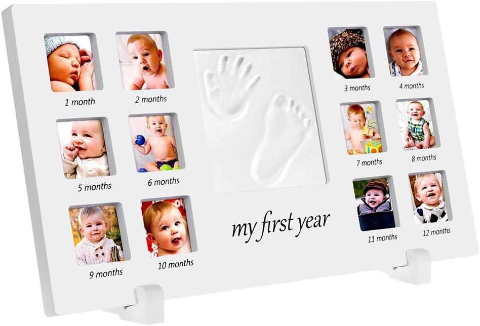 CFtrum Handprint and Footprint Photo Frame kit for Newborn Girls and Boys, Unique Baby Shower Gifts Set for Registry, Memorable Keepsake Box Decorations for Room Wall