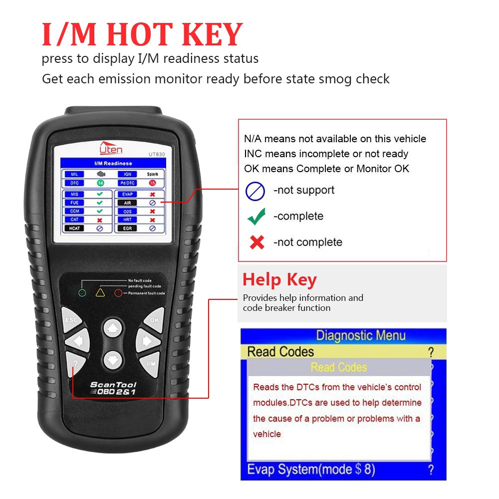 Anfahr OBDII/EOBD Diagnostic Code Reader Automotive Scanner for Engine Fault Scan Tool - Black (KW830)