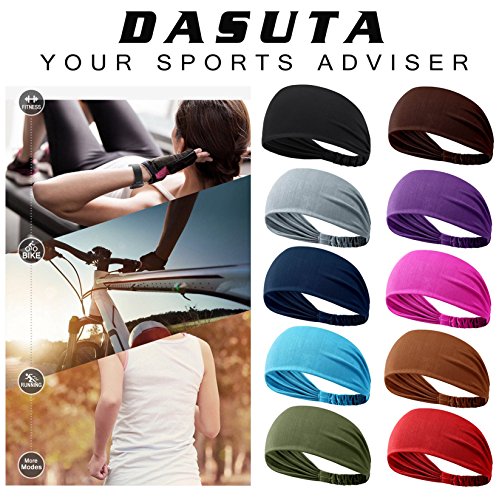 image for DASUTA Set of 10 Women's Yoga Sport Athletic Workout Headband for Runn