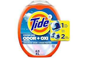 Tide Odor Defense + Oxi Laundry Detergent Pacs, Original Scent, 63 Count, Advanced Odor + Stain Fighter