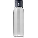 Joseph Joseph 81053 Dot Hydration-Tracking Water Bottle Counts Water Intake Tracks Consumption On Lid Twist Top, 20-ounce, Gray