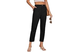 GRACE KARIN Women's Cropped Work Pants High Waisted Business Casual Tapered Leg Trousers with Pockets