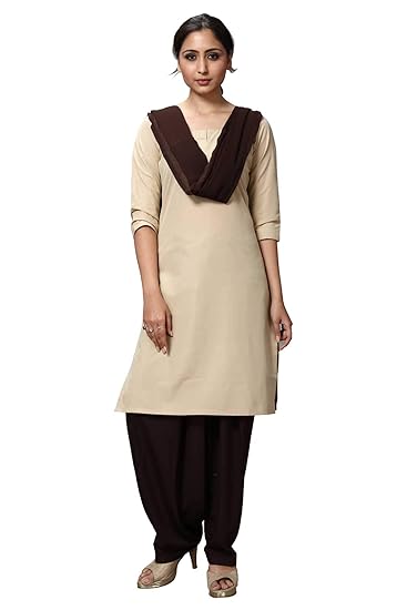 Uniform Sarees Corp Womens Poly Cotton Unstitched Salwar Kameez Dress Materials for Cleaning Staff (Beige;Coffee)