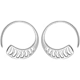 Boma Jewelry Sterling Silver Polished Chevron Pull Through Fashion Hoop Earrings