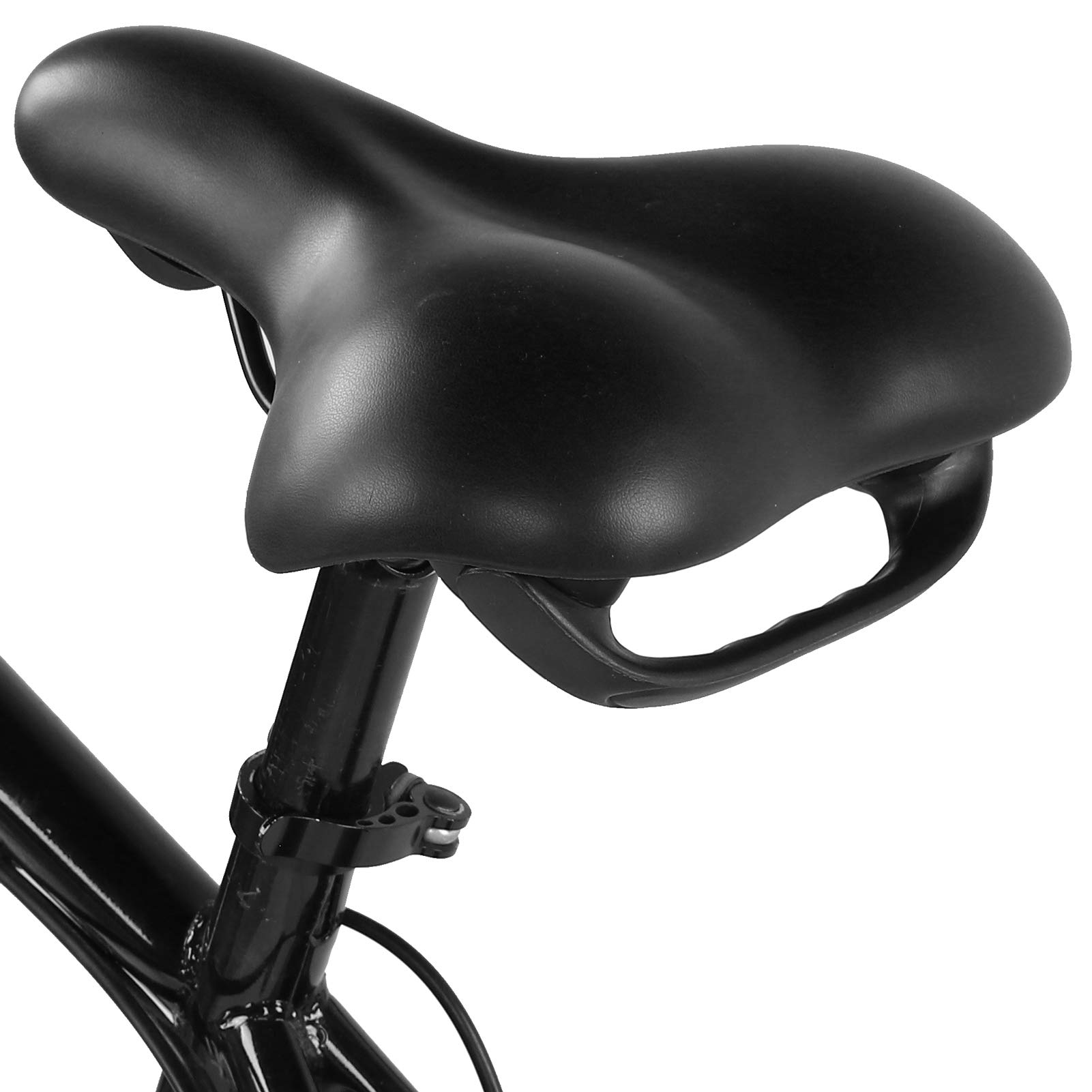 Bike Seat PU Leather Bicycle Saddle Ergonomic Shock Absorbing Mountain Bicycle Saddle Seat Thick & Soft Bike Cushion (black)