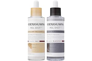 Peel Shot Glow Rice Ampoule Duo Set Day & Night, | Gentle Peel + Pore Minimizing & Deep Hydration | Black and White Rice Exfo