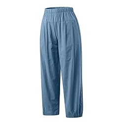 SMIDOW Black Capri Pants for Women Petite Women's