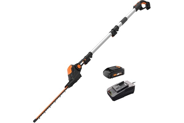 WORX WG252 20V 20" Cordless Hedge Trimmer, Reach Up to 12 Feet, Extended Pole, 180° Rotation Head, PowerShare – Battery & Cha