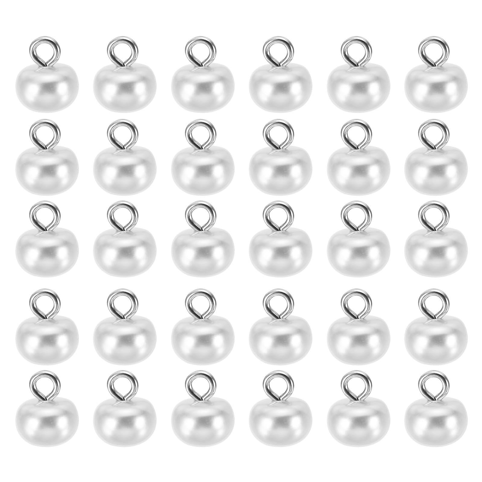 PATIKIL 100pcs White Large Round Faux Pearl Buttons, 10mm Diameter, 13mm Height, ABS Plastic, Polished Finish, Recommended for Clothing, Accessories, Home Decor