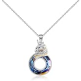 AOBOCO Unicorn Sterling Silver Pendant Necklace with Crystal, Birthday Gift for Women Unicorn Lovers