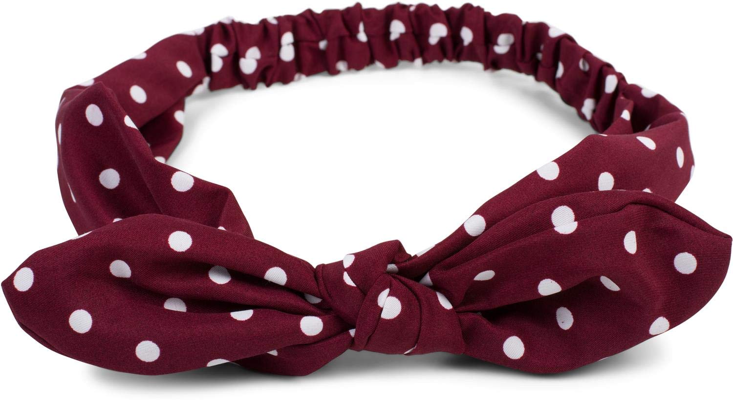 styleBREAKER women hairband with polka dots pattern, flexible bow and elastic, hairband, headband, pin-up, rockabilly 04026036, Colour:Claret-Red — image 1
