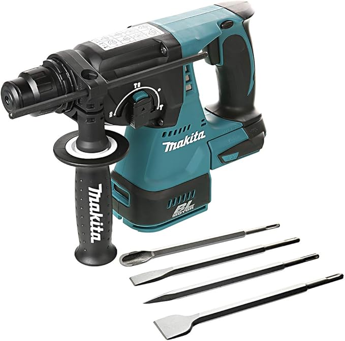 Makita DHR242 18V Brushless SDS+ Rotary Hammer Drill with 4 Piece SDS