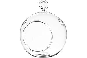 WGV Hanging Terrarium Globe, Width 3", Height 4", DIY Air Succulent Planter, Clear Glass Vase Orb with Flat Bottom, Candle Ho
