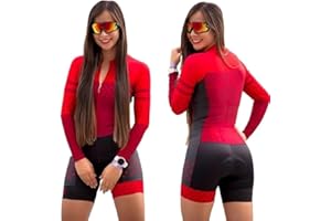 Triathlon Women's Cycling Jersey Set Mountain Bike Shorts Sweatshirt Long Sleeve One-piece Jumpsuit CYTSH (Color : 70, Size : XXX-Large)
