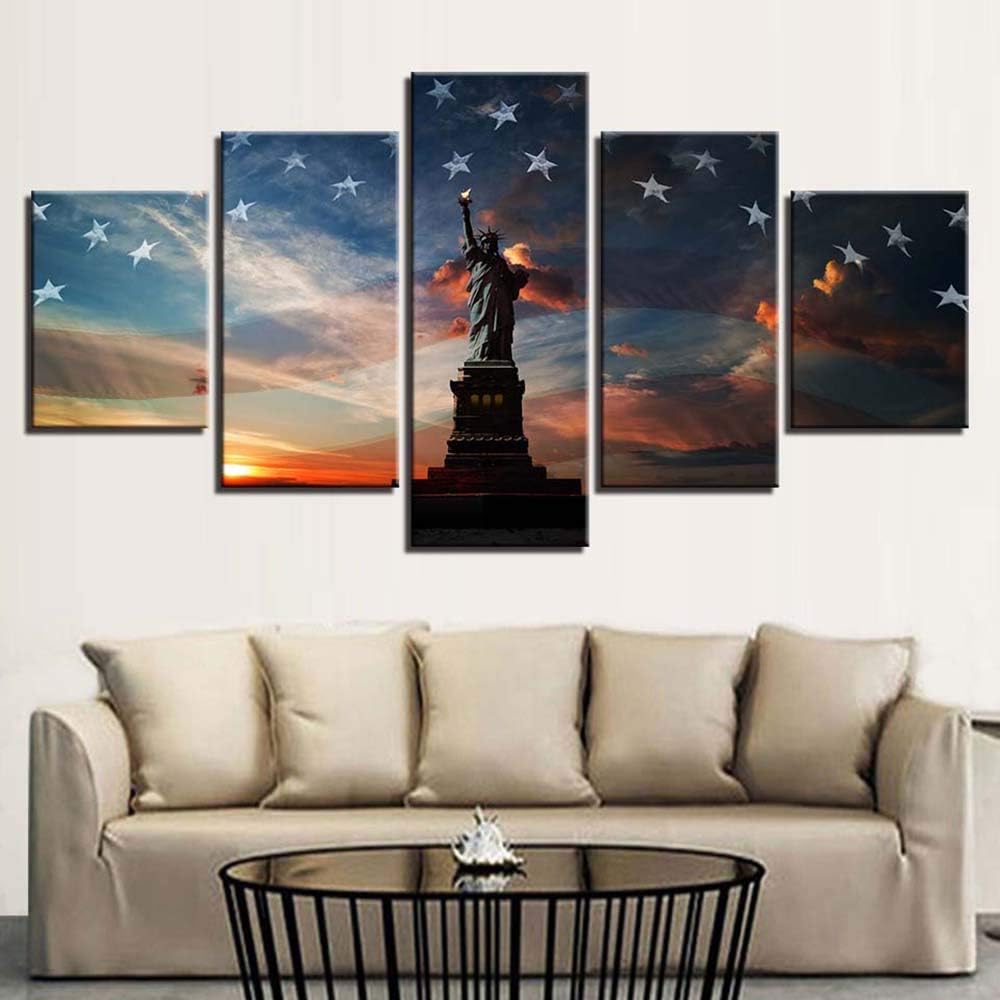 JSBVM Canvas HD Printed Statue Of Liberty National Flag