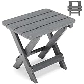 Polyhouz Folding Outdoor Side Table,Small HDPE Patio Table,All-Weather Compact Portable End Table for Patio,Porch,Pool,Grey,11.8" D x 15.7" W x 15.7" H