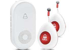 XAXAPOOBAG Wireless Caregiver Pager SOS Call Button for Elderly Monitoring 1000+ Feet Life Alert，Emergency Alert System Call Bell for Nurse Patient Disabled 2 Waterproof Transmitter & 1 Plugin Receiver