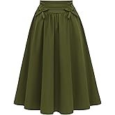 Wedtrend Vintage Skirts for Women High Waisted Midi Skirt A Line Skirt Office Work Skirt with Pockets
