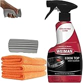 Weiman Cooktop Cleaner & Polish For Ceramic, Glass, Induction Stovetops 12 oz | With 3 Microfiber Cloths | Glass Cleaner Spon