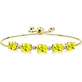 Gem Stone King 8.06 Ct Canary Mystic Topaz White Diamond 18K Yellow Gold Plated Silver Bracelet For Women