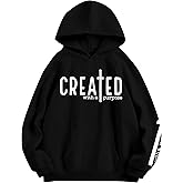 EGELEXY Created with a Purpose Hoodie Christian Sweatshirt for Women Religious Faith Shirt Bible Lightweight Pullover
